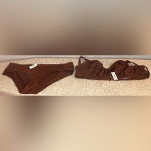 Adore Me Lace Bra & Panty Set – 42DD Bra / 1X Panty – Cappuccino Brown – NWT